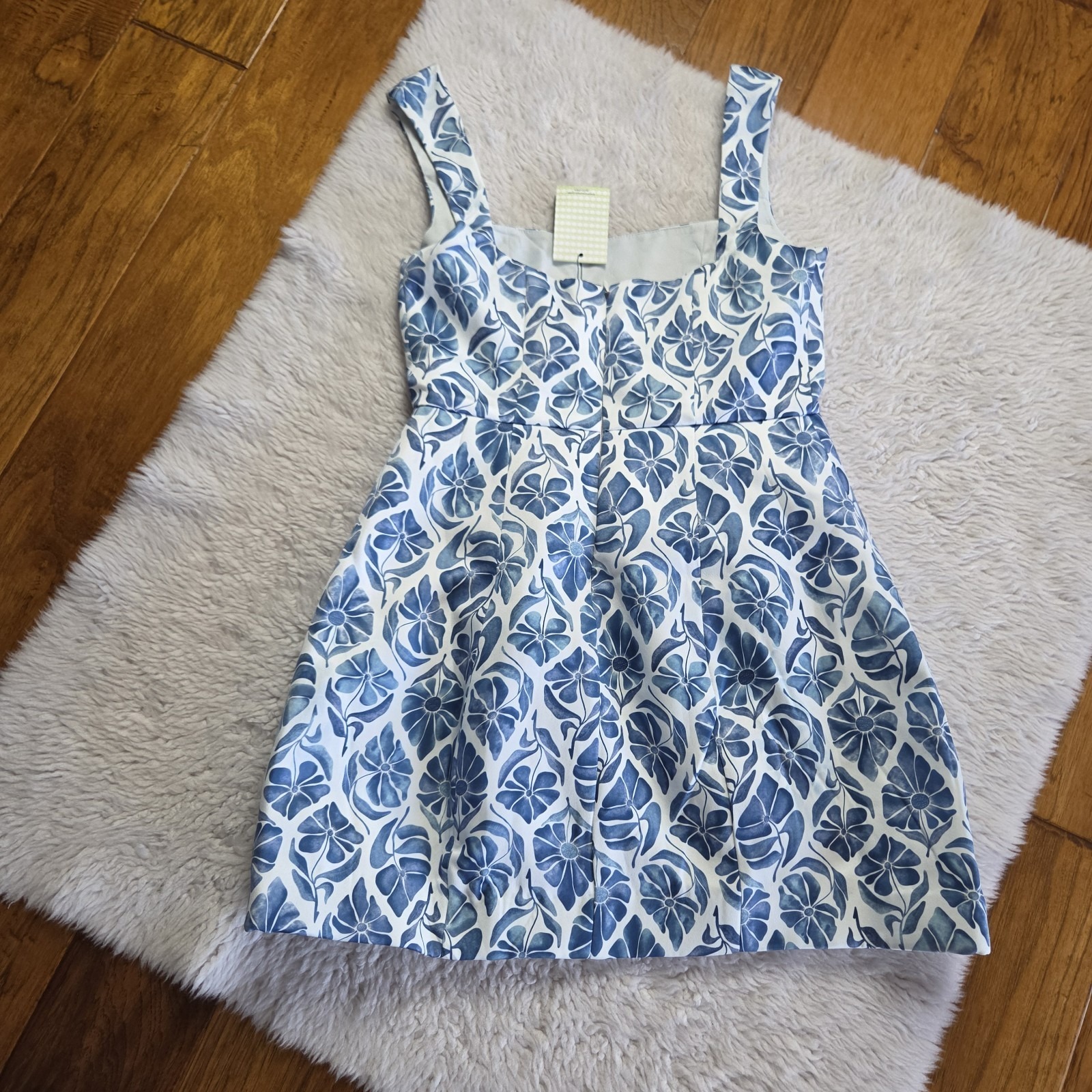 Nwt Couper Lally Mini Dress Women's Medium Bubble Skirt Blue White Floral — image 3 of 8